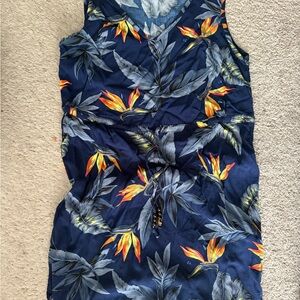 Blue Tropical Sleeveless Romper